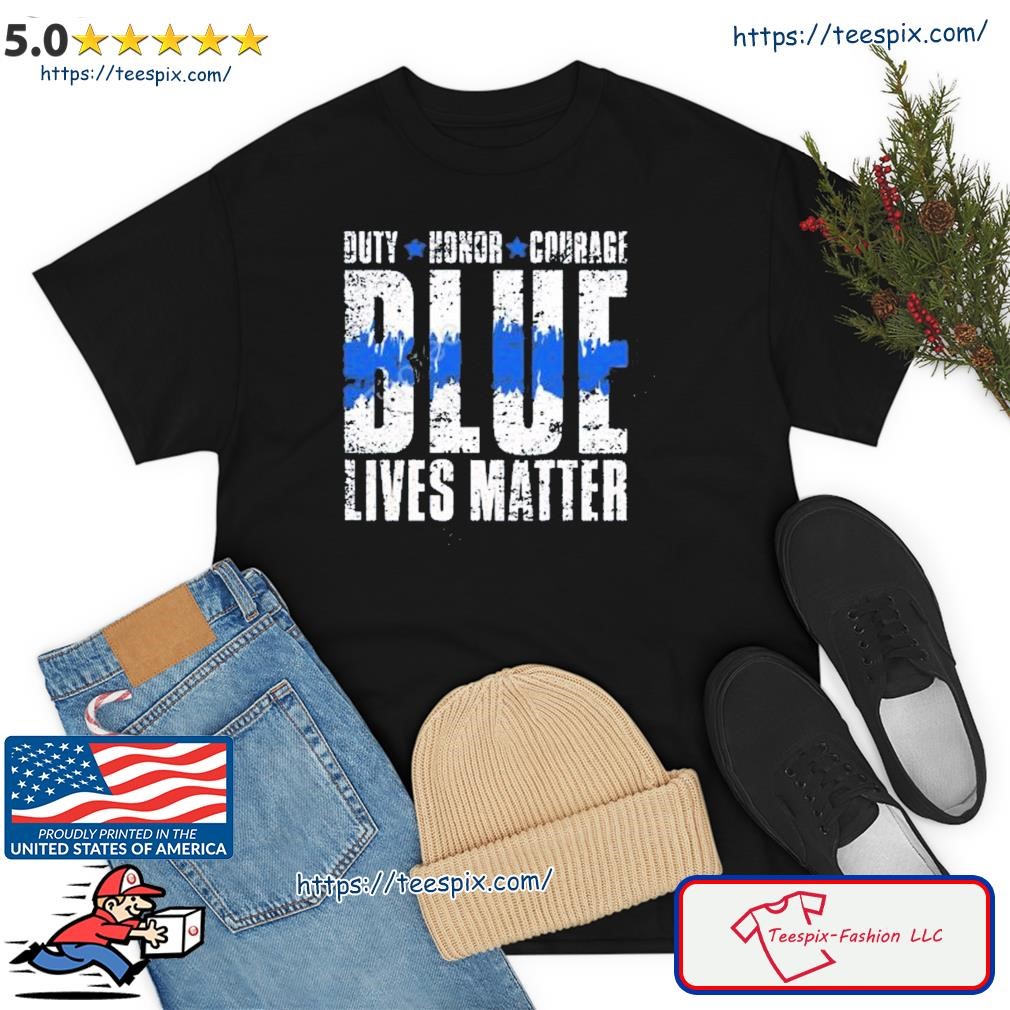 Little Girl Wearing Duty Honor Courage Blue Lives Matter Shirt