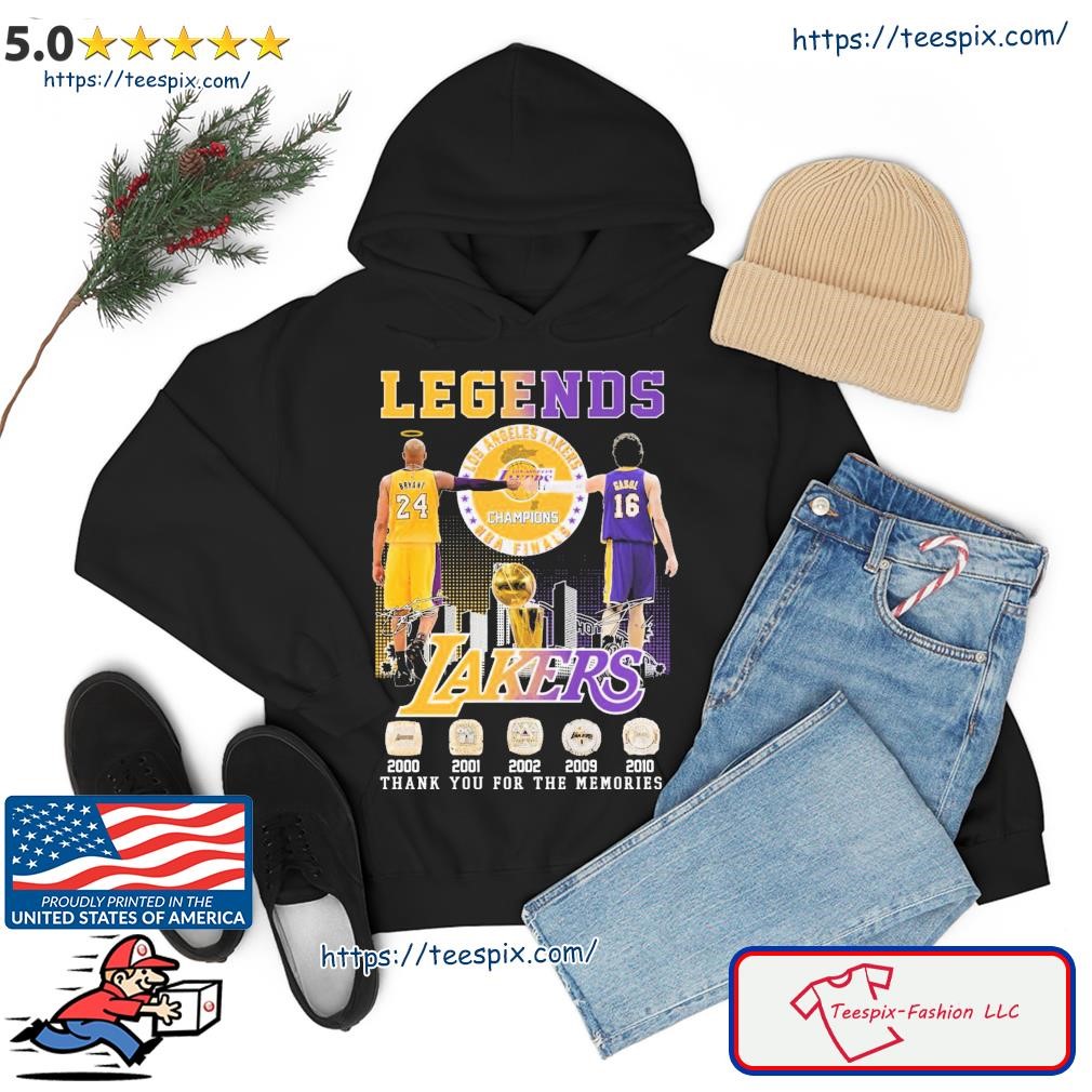 Los Angeles Lakers Kobe Bryant, Gasol Champions Thanks You For The Memories Signature Shirt hoodie.jpg