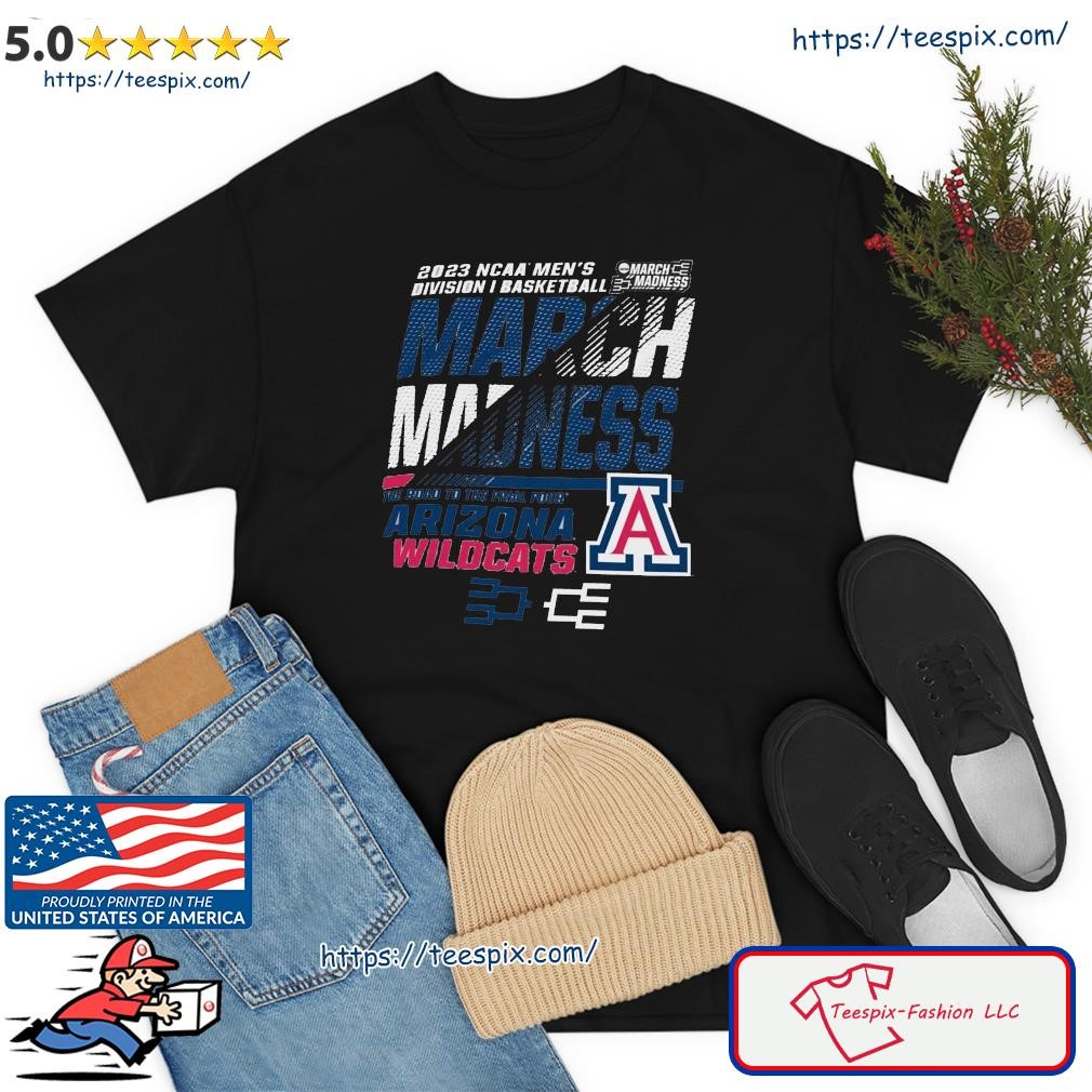Official arizona Wildcats Men's Basketball 2023 NCAA March Madness The Road To Final Four Shirt