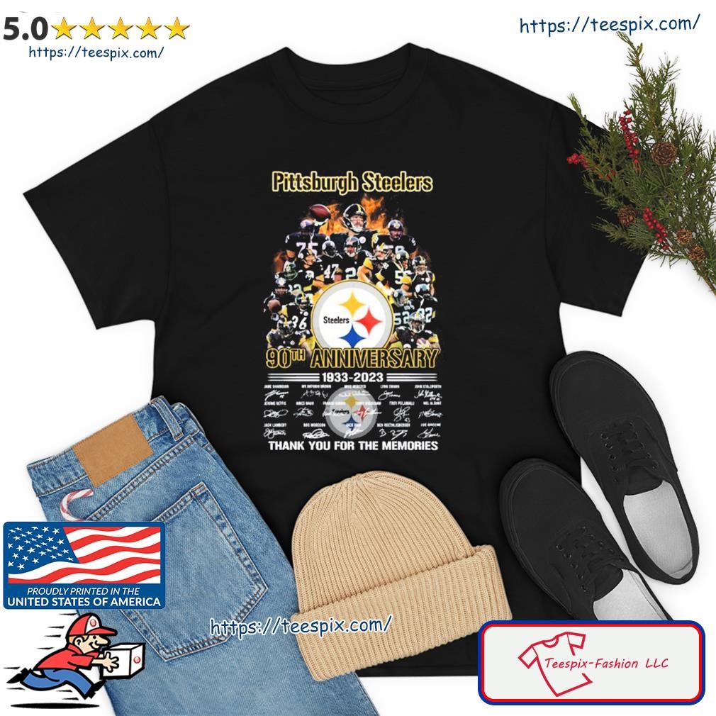 Pittsburgh Steelers 90th Anniversary 1933-2023 Thank You For The Memories Signatures Shirt