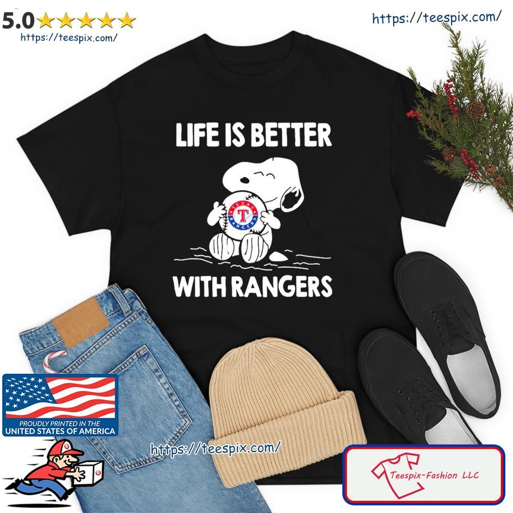 Snoopy Hug Texas Rangers Life is Better With Rangers Shirt