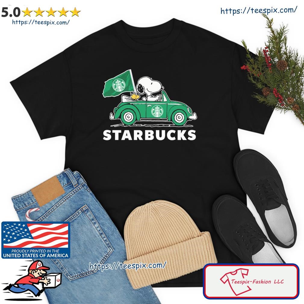 Snoopy and Woodstock Driving Beetle Starbuck Shirt