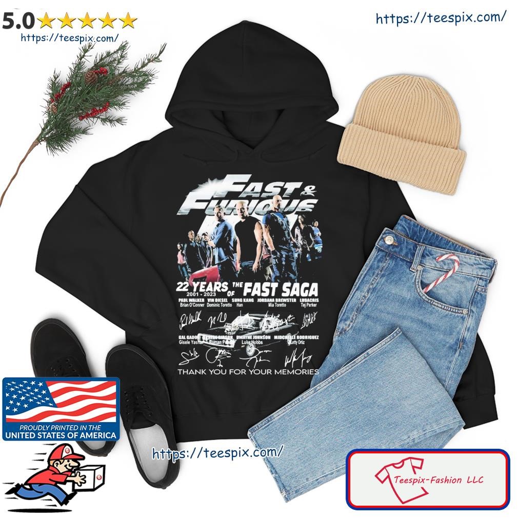 The Fast Saga Fast & Furious 22 Years 2001-2023 Thank You For The Memories Signatures Shirt hoodie.jpg