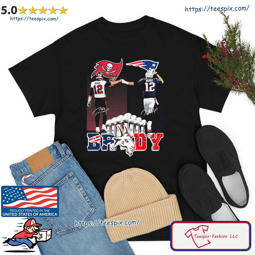 The Goat Tom Brady Tampa Bay Buccaneers Vs New England Patriot Signature Shirt