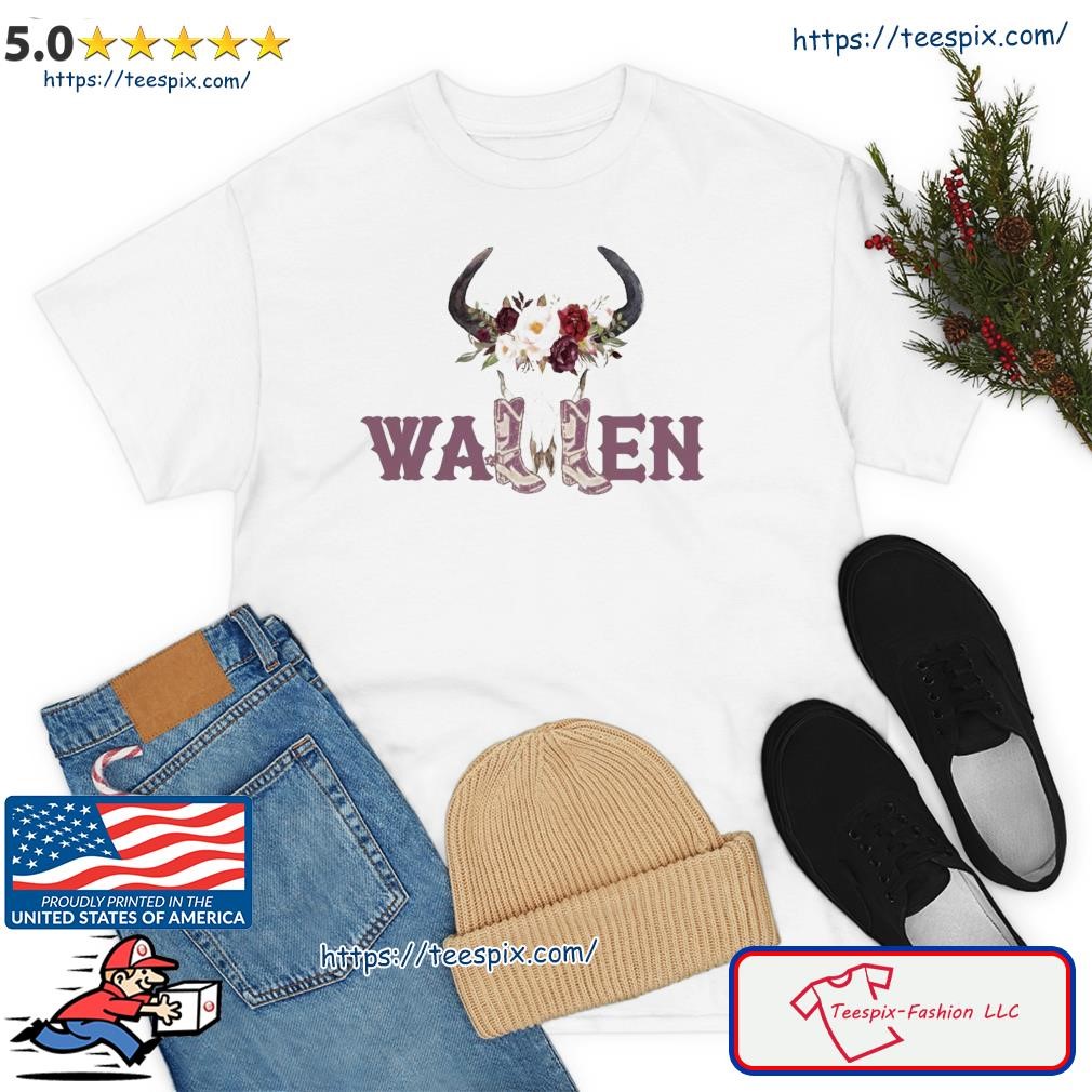 Wallen Western Cowboy Flower Bull Skull Shirt
