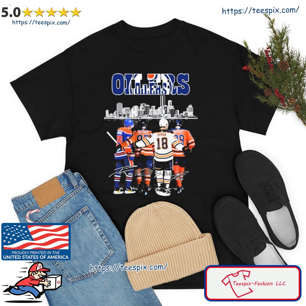 Edmonton Oilers Skyline Mcdavid Hyman Leon Draisaitl Signature Shirt