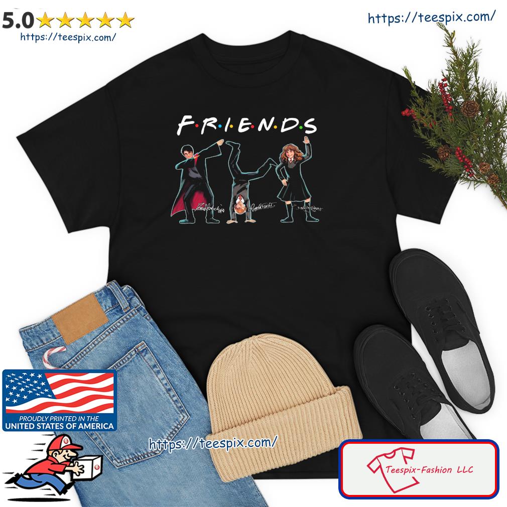 Friends Harry Potter Harry Potter Hermione Granger And Ron Weasley Dancing Signature Shirt