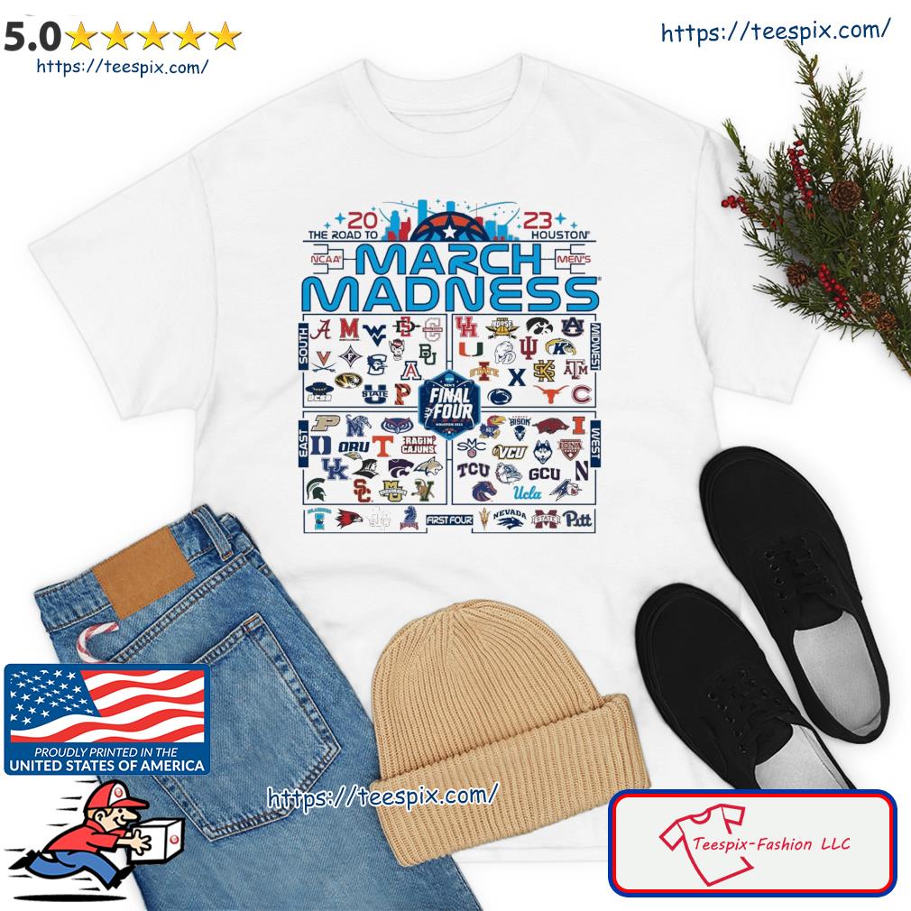 The Road To Houston 2023 Men's Basketball March Madness Field of 68 Shirt