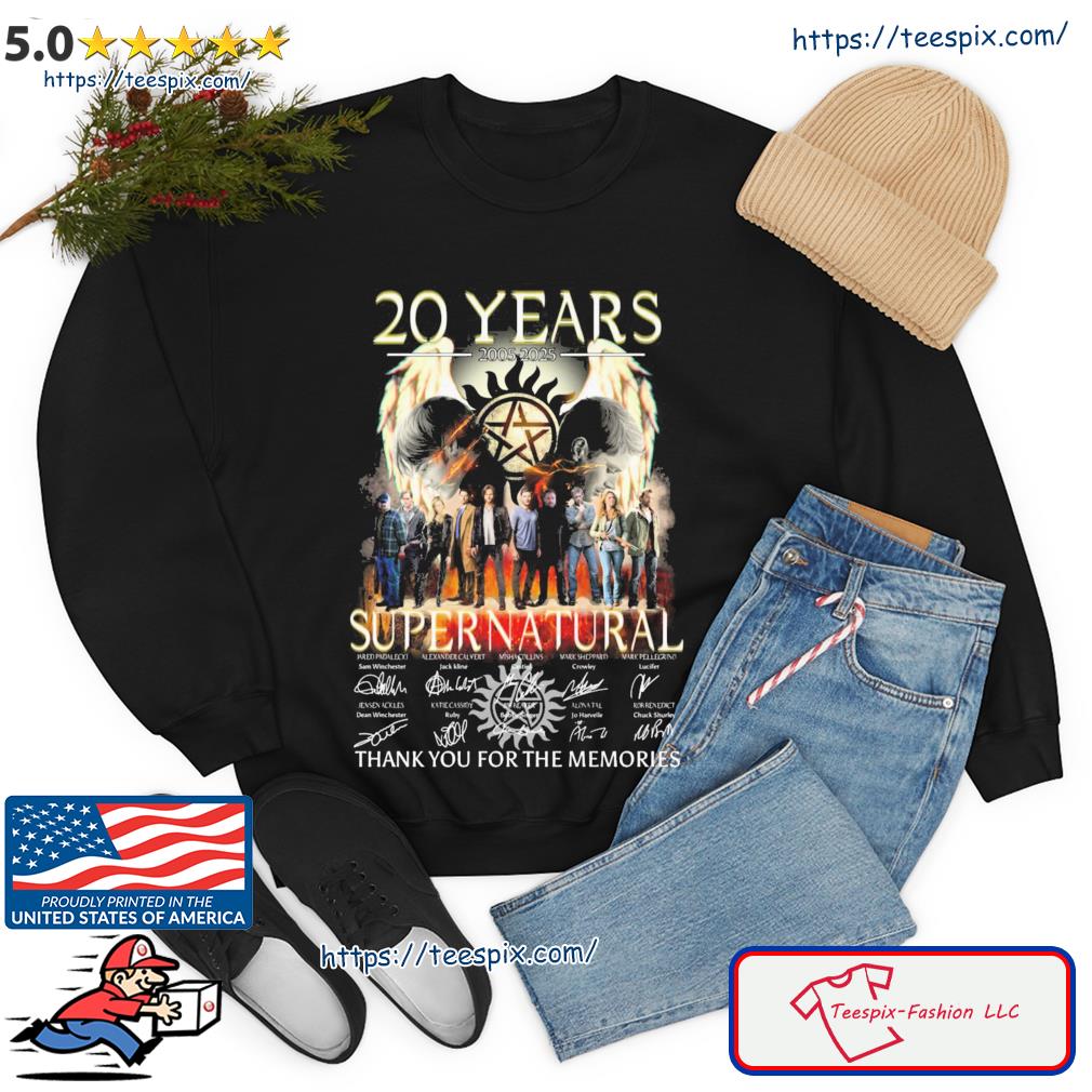 20 Years 2005 2025 Supernatural Signature Thank You For The Memories Shirt