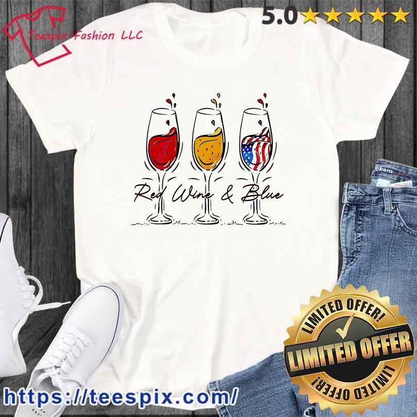Red Wine And Blue Drinking America Shirt