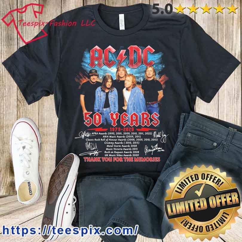 Tour 2023 AC DC 50 Years 1973-2023 Thank You For The Memories Signatures  Shirt - Teespix - Store Fashion LLC