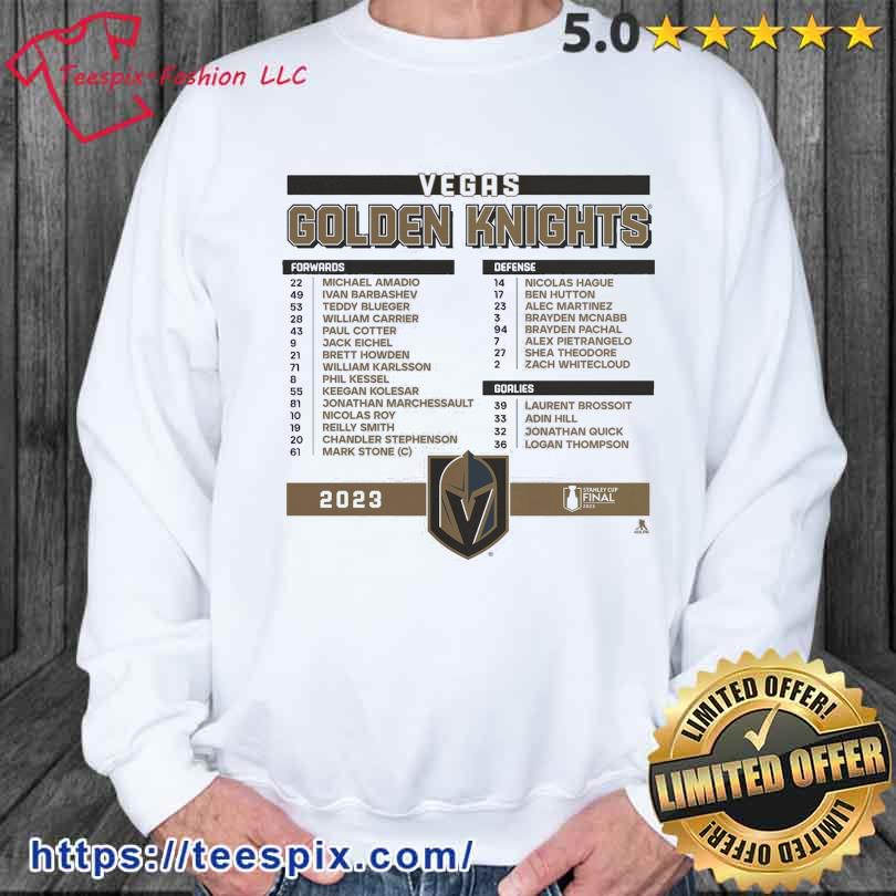 Youth White Vegas Golden Knights 2023 Stanley Cup Final Roster T-Shirt