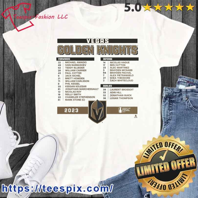 Youth White Vegas Golden Knights 2023 Stanley Cup Final Roster T-Shirt