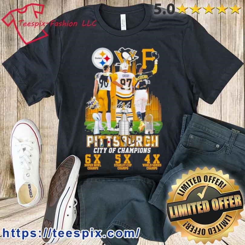 Pittsburgh City Of Champions Steelers Penguins Pirates Shirt - Teespix -  Store Fashion LLC