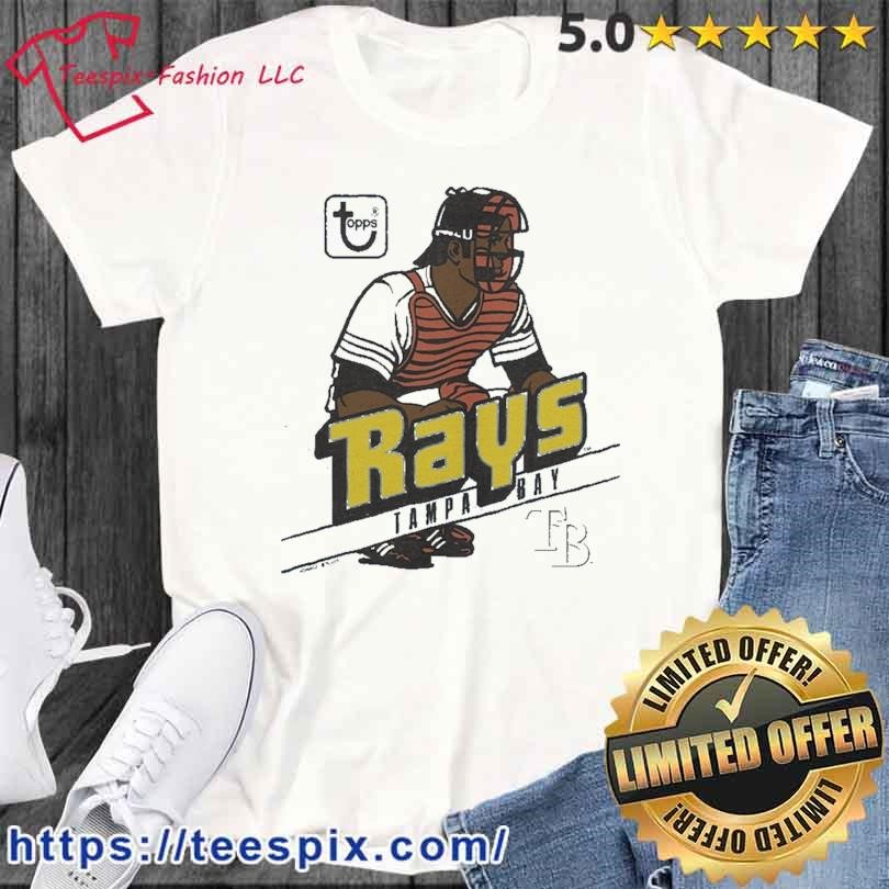 MLB x Topps Tampa Bay Rays T-Shirt from Homage. | Light Blue | Vintage Apparel from Homage.