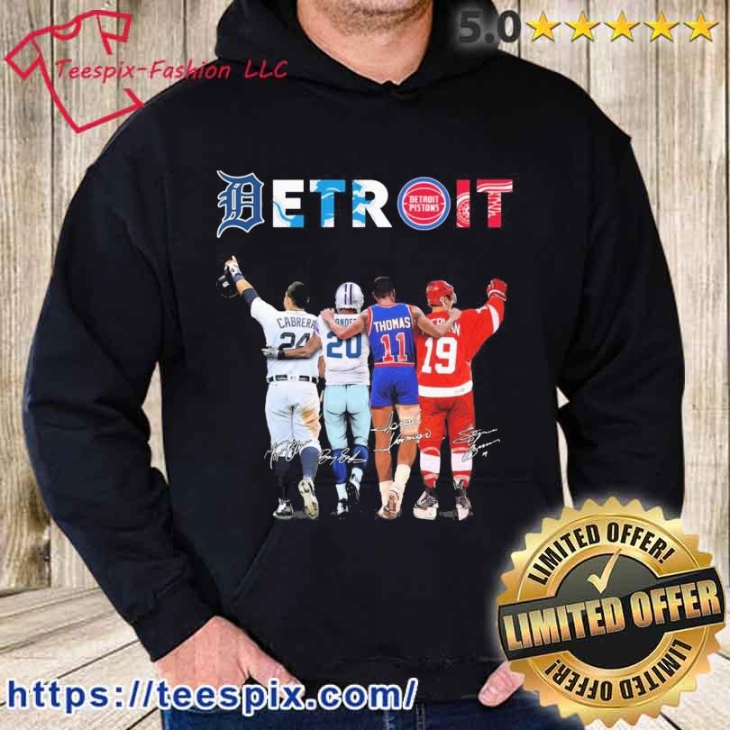 Detroit 24 Miguel Cabrera 20 Barry Sanders 11 Isiah Thomas and 19 Steve  Yzerman signatures shirt - Teespix - Store Fashion LLC