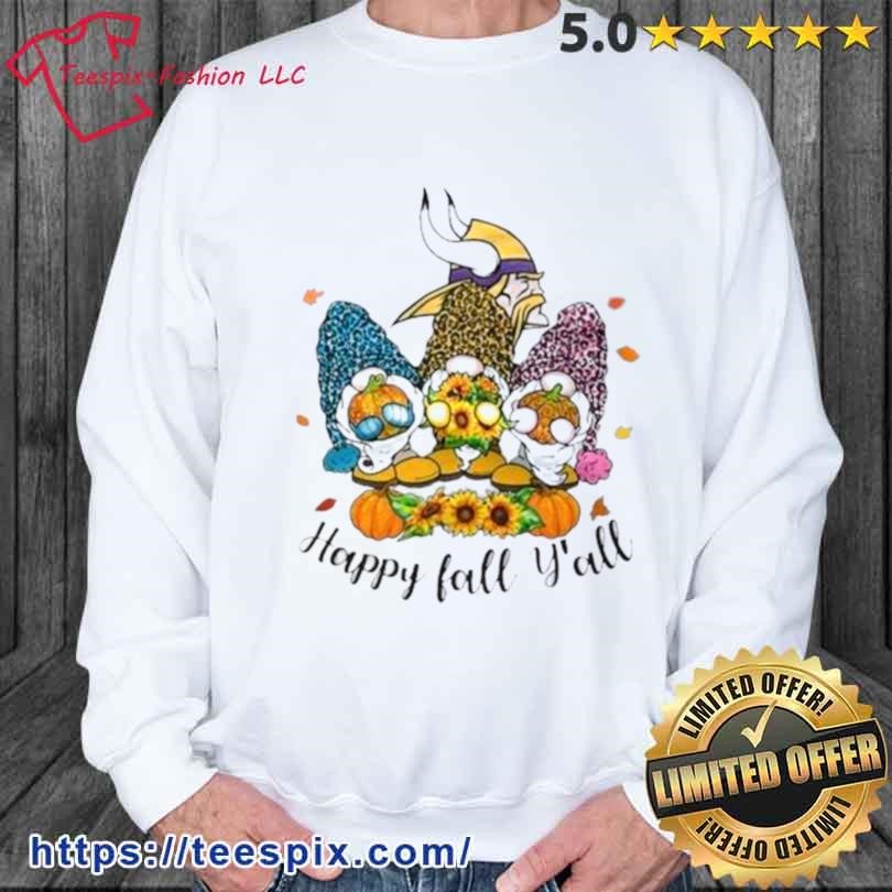 Gnomes Happy Fall Y'all Minnesota Vikings Shirt