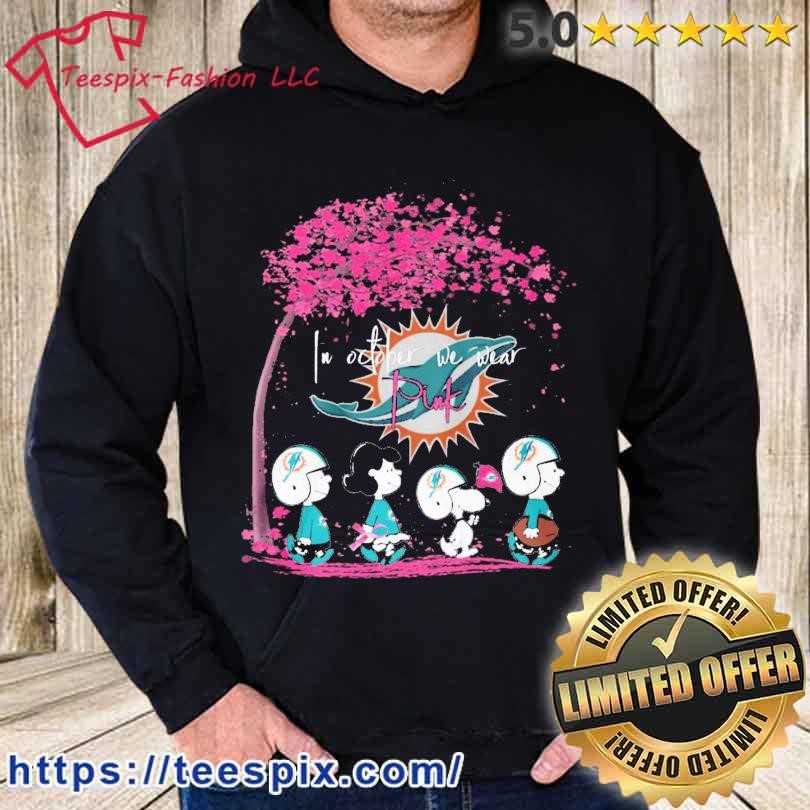 Peanuts Characters Miami Dolphins In October We Wear Pink Shirt - Teespix -  Store Fashion LLC