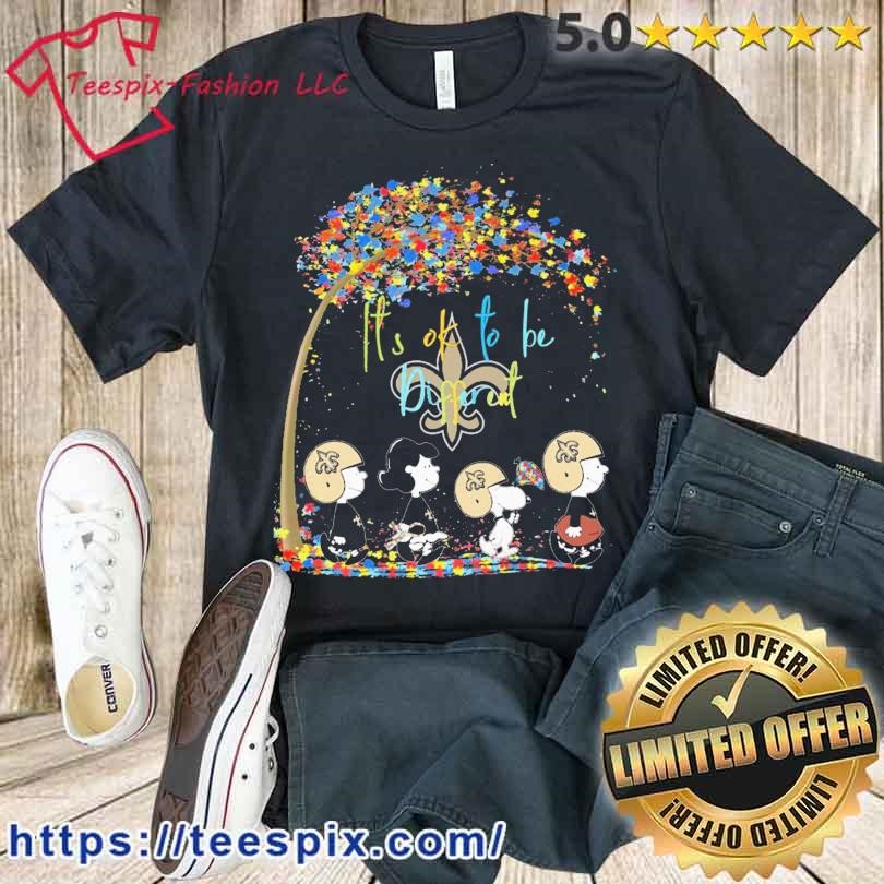 Peanuts Characters New Orleans Saints Autism It's Ok To Be Different Shirt  - Teespix - Store Fashion LLC