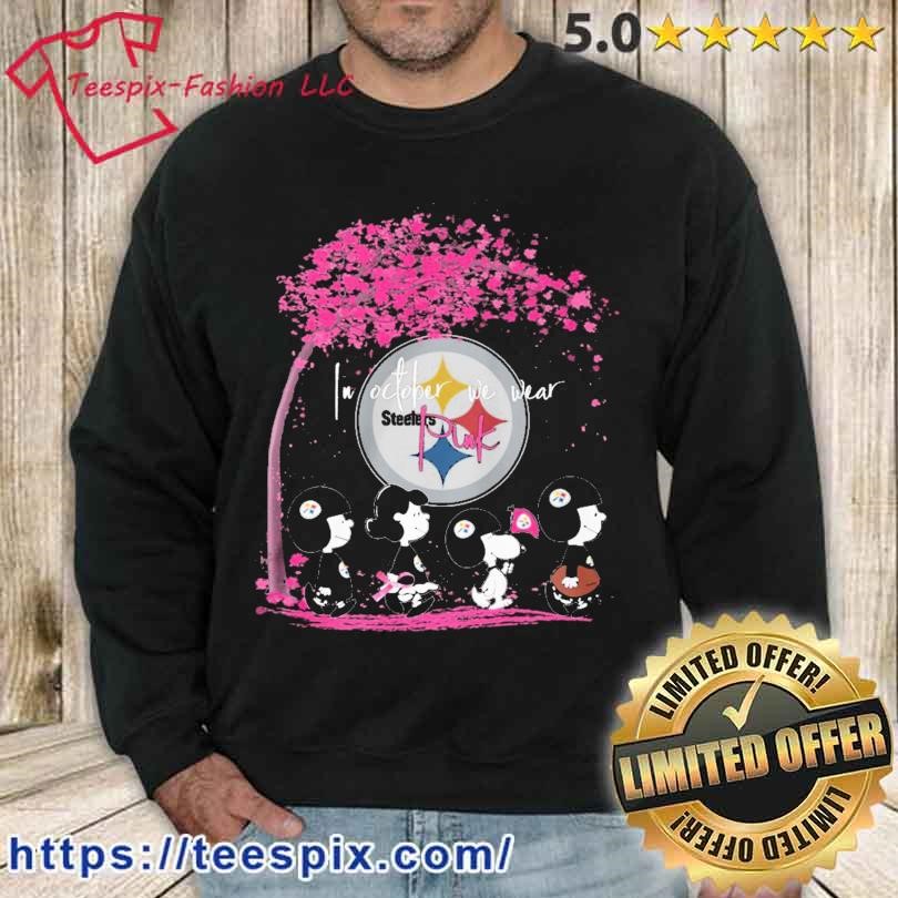 Peanuts Characters Pittsburgh Steelers In October We Wear Pink Shirt -  Teespix - Store Fashion LLC