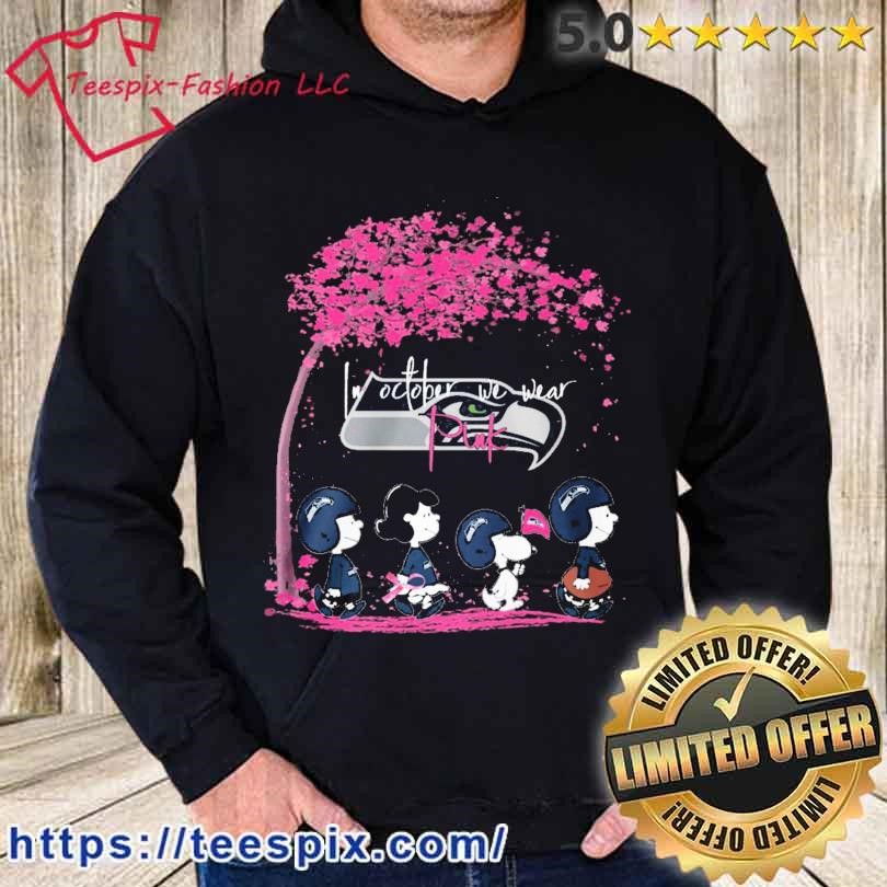 Peanuts Characters Seattle Seahawks In October We Wear Pink Fall shirt,  hoodie, sweater, long sleeve and tank top