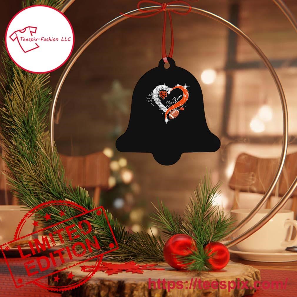 Chicago Bears go Bears diamond blink heart ornament tree Decoration