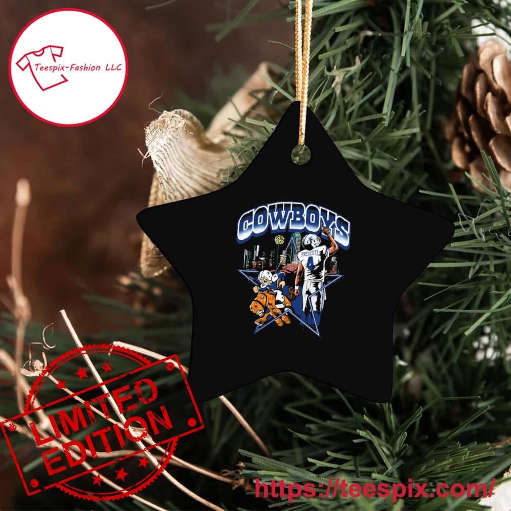 Dallas Cowboys Skyline Dak Prescott Cowboy Ornament - Teespix