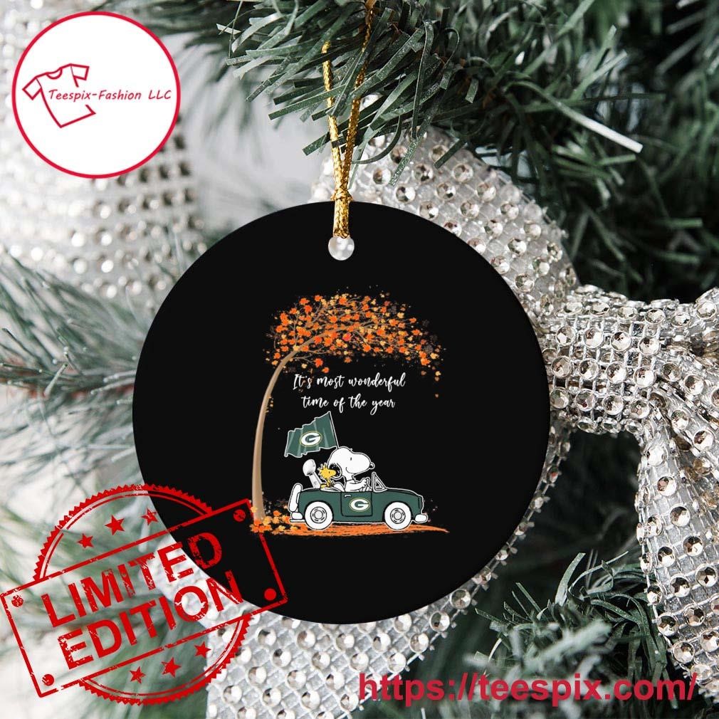 It's Most Wonderful Time Of The Year Peanuts Snoopy And Woodstock Green Bay  Packers On Car Ornament - Teespix - Store Fashion LLC