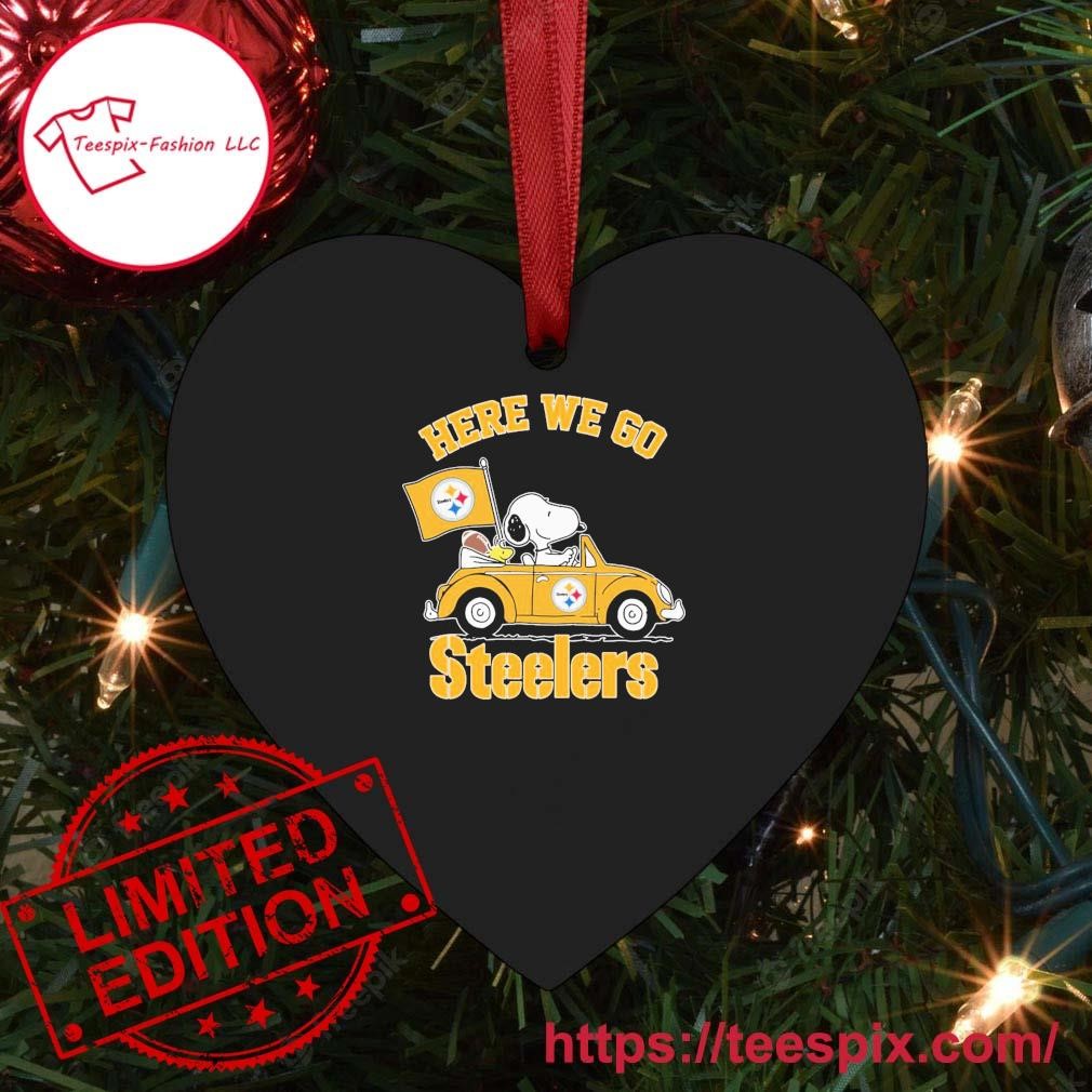 Pittsburgh Steelers Here We Go Steelers Charlie Brown Snoopy And Woodstock  Shirt - High-Quality Printed Brand