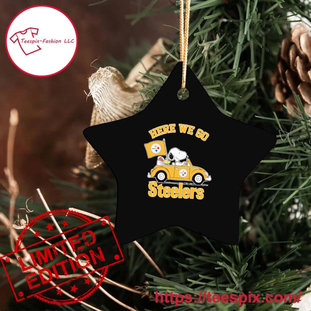 Pittsburgh Steelers Here We Go Steelers Charlie Brown Snoopy And Woodstock  Shirt - High-Quality Printed Brand