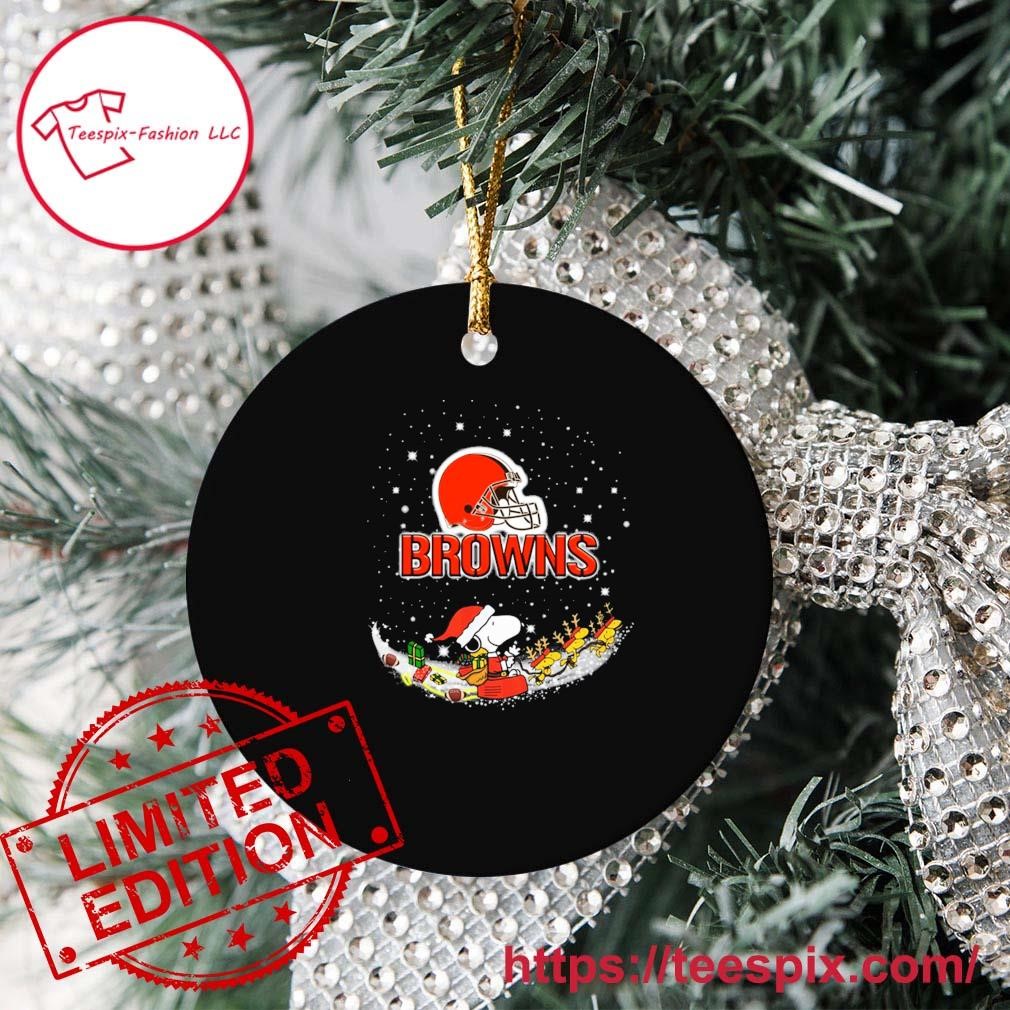 The Peanuts Santa Snoopy And Woodstock Reindeer Cleveland Browns Christmas  Ornament - Teespix - Store Fashion LLC