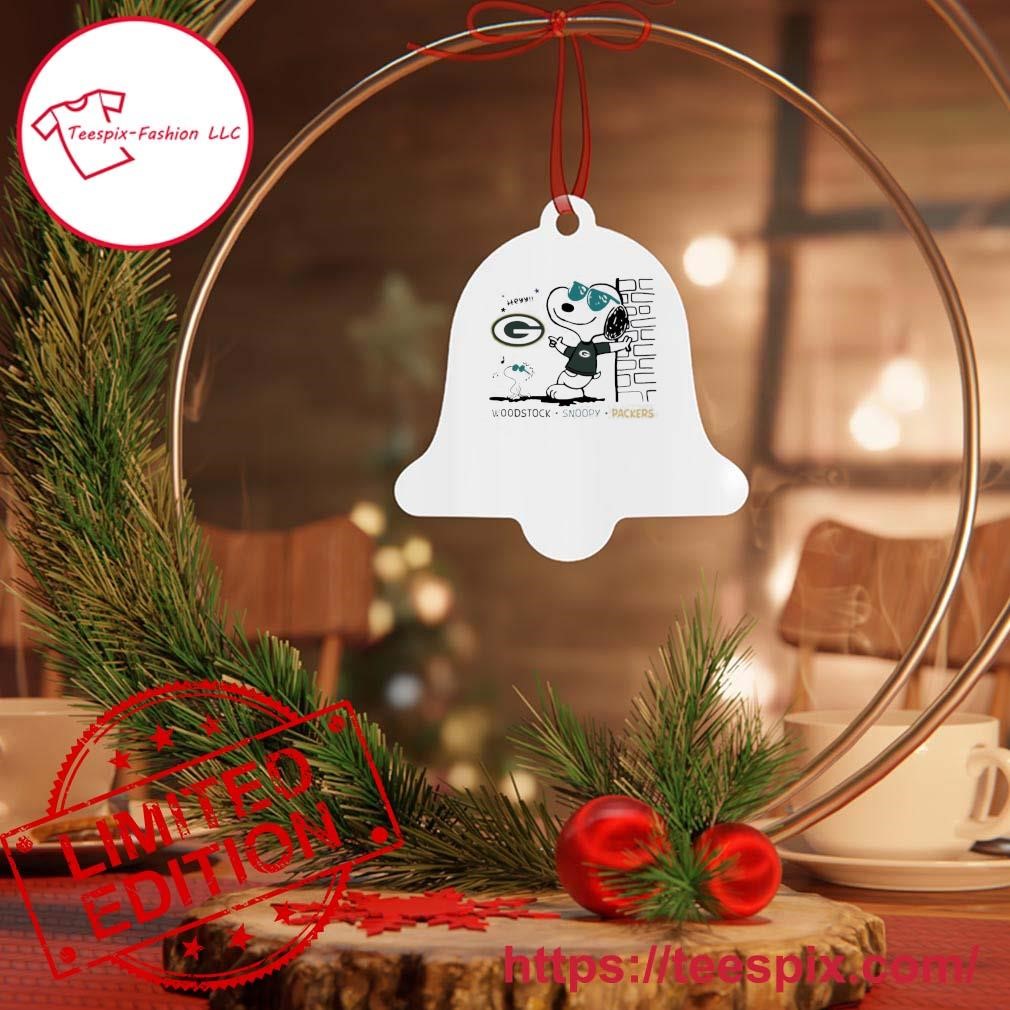 Peanuts Snoopy And Woodstock Here We Go Green Bay Packers Ornament -  Teespix - Store Fashion LLC