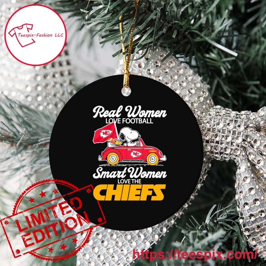 Snoopy Santa riding Woodstock Kansas City Chiefs Christmas ornament