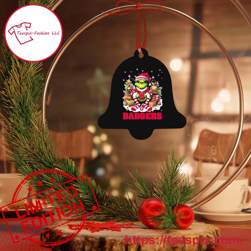 Badgers Santa Grinch Sit Tree Merry Christmas Ornament Custom Name Bell.jpg