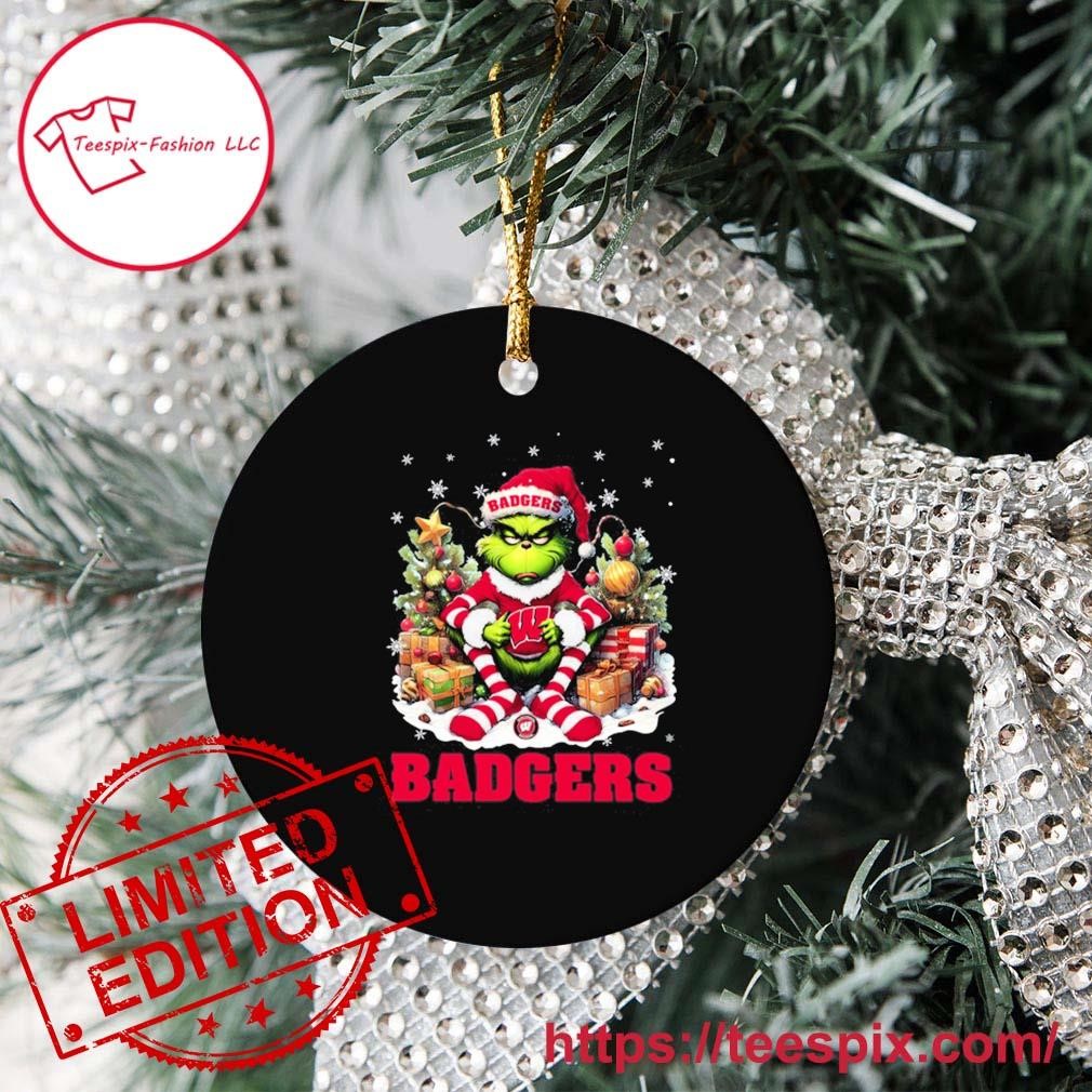 Badgers Santa Grinch Sit Tree Merry Christmas Ornament Custom Name