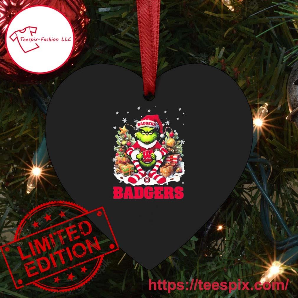 Badgers Santa Grinch Sit Tree Merry Christmas Ornament Custom Name Heart.jpg