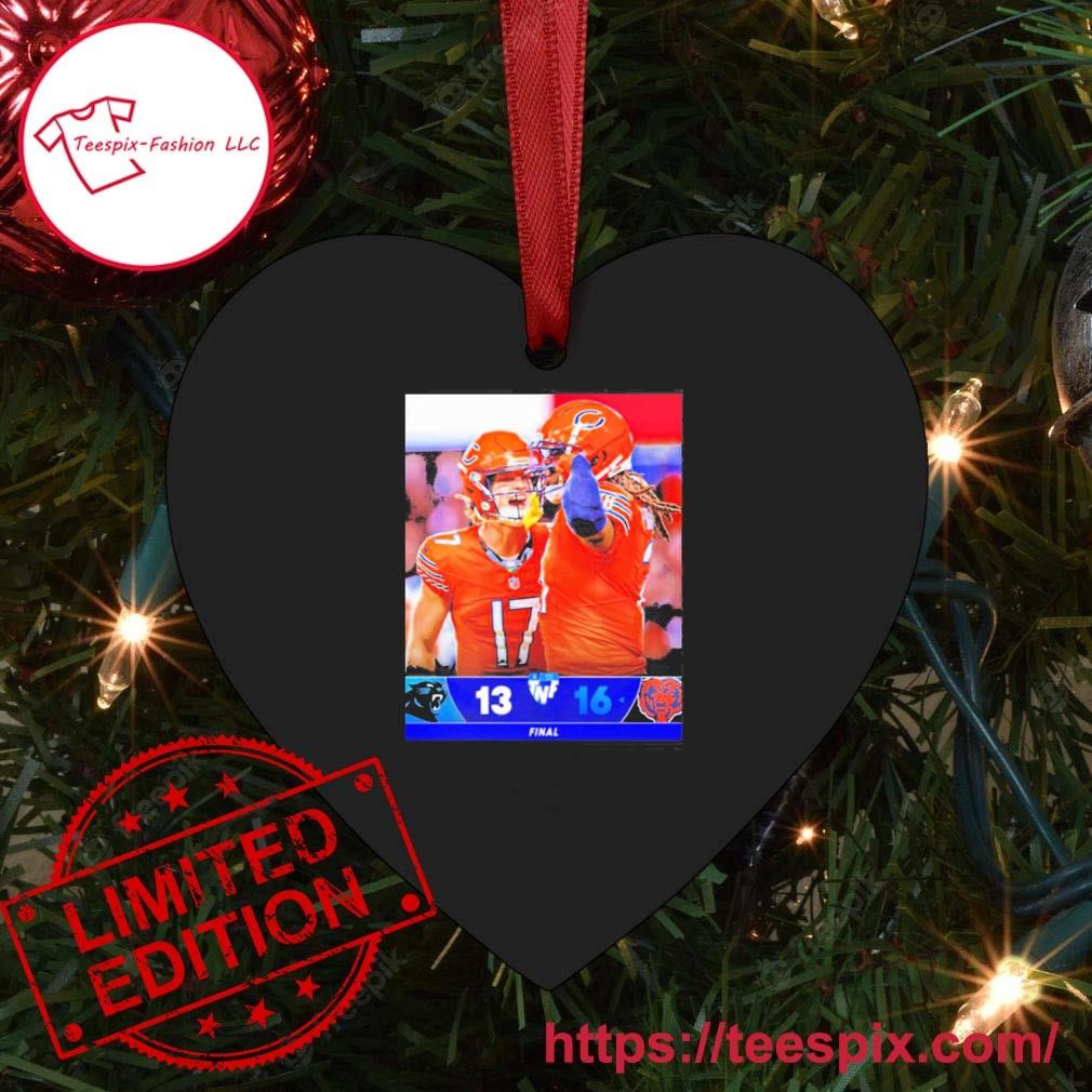 Chicago Bears Wins 16 13 Carolina Panthers Nfl 2023 Game Final Score Ornament Custom Name Heart.jpg