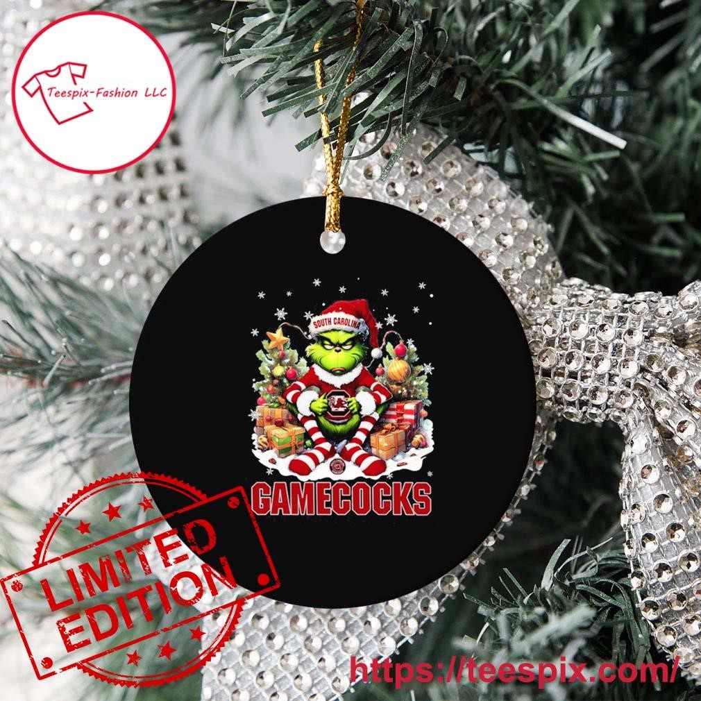 Gamecocks Santa Grinch Sit Tree Merry Christmas Ornament Custom Name