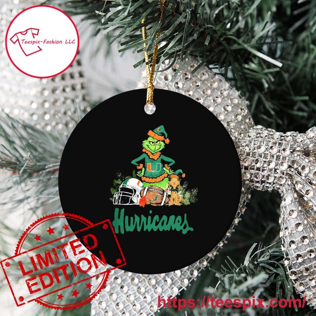 The Grinch And Miami Hurricanes Christmas Ornament Custom Name