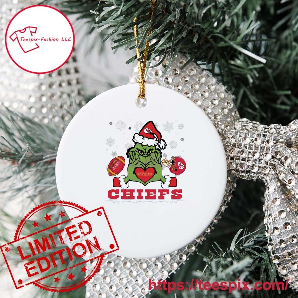 Grinch Loves Chiefs Football Helmet Ornament Custom Name - Teespix ...