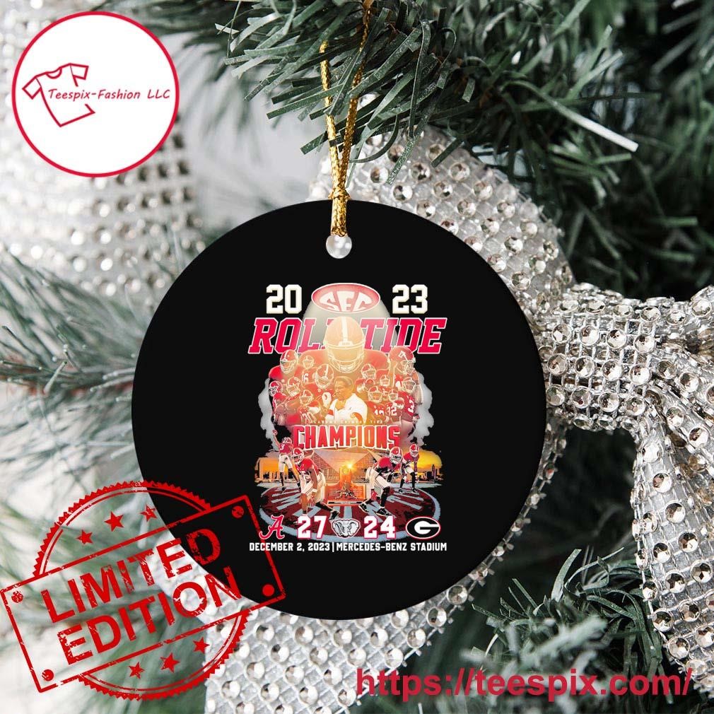 Official 2023 SEC Football Roll Tide Champions Alabama Crimson Tide 27-24 Georgia Bulldogs Ornament Custom Name