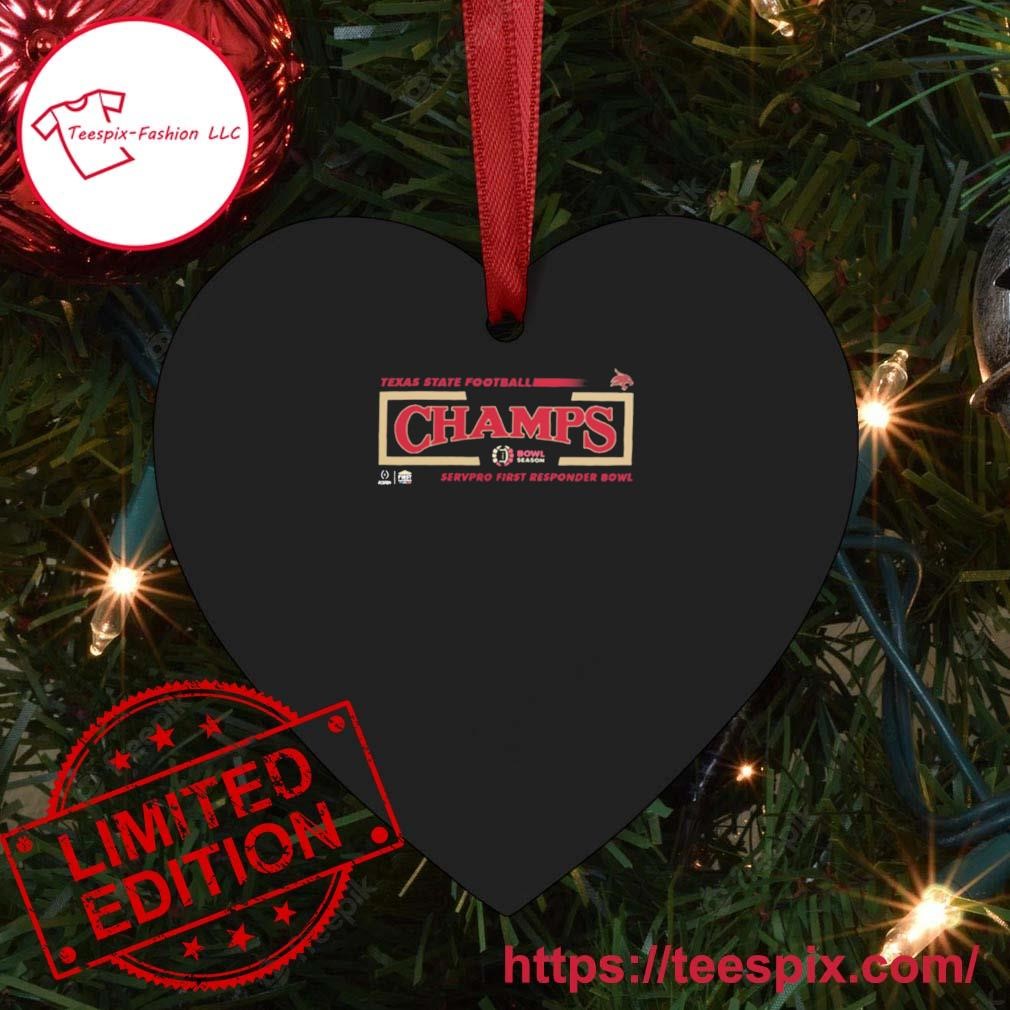 Texas State Bobcats Football Champions Servpro First Responder Bowl 2023 Ornament Custom Name Heart.jpg