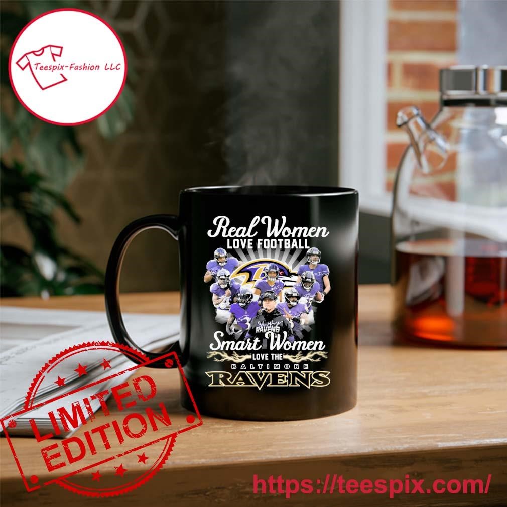 Real Women Love Football Smart Women Love The Baltimore Ravens 2023-2024 Signatures Mug Custom Name