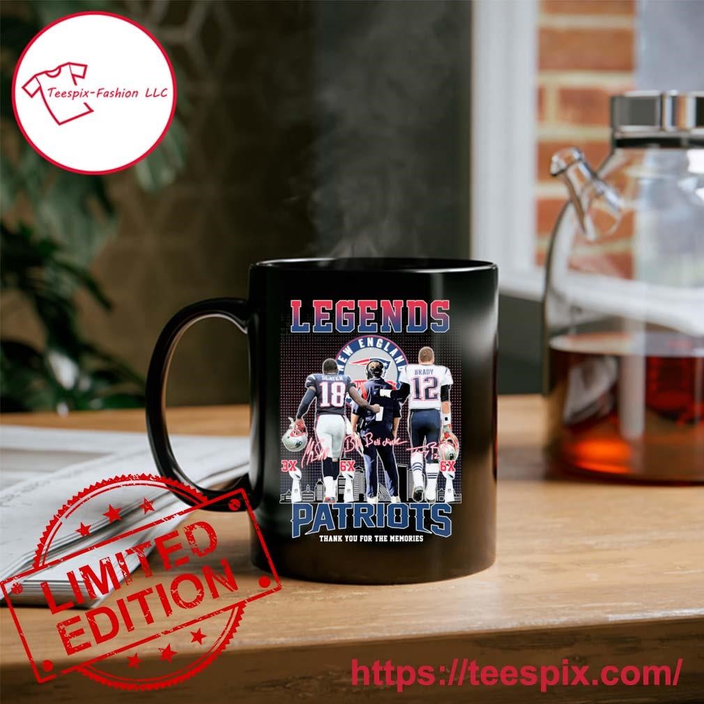 Legends Bill Belichick, Tom Brady And Matthew Slater New England Patriots Thank You For The Memories Signatures Mug Custom Name