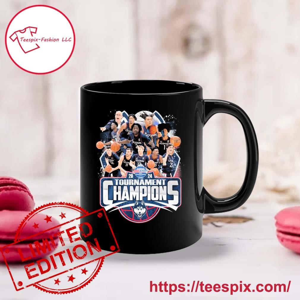 Big East 2024 Tournament Champions Uconn Huskies Men's Basketball Team Mug Custom Name Mug black.jpg