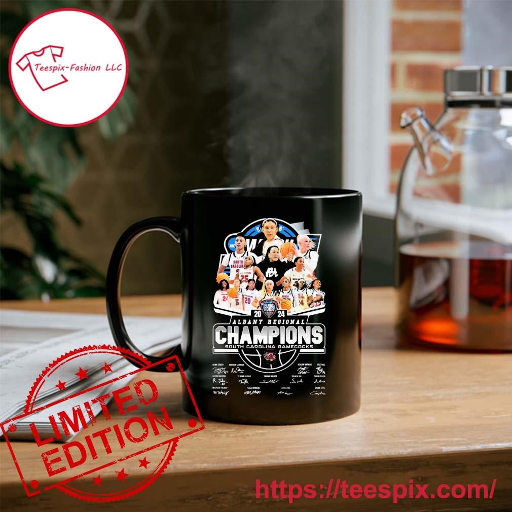 South Carolina Gamecocks Women's Basketball Team 2024 Albany Regional Champions Signatures Mug Custom Name