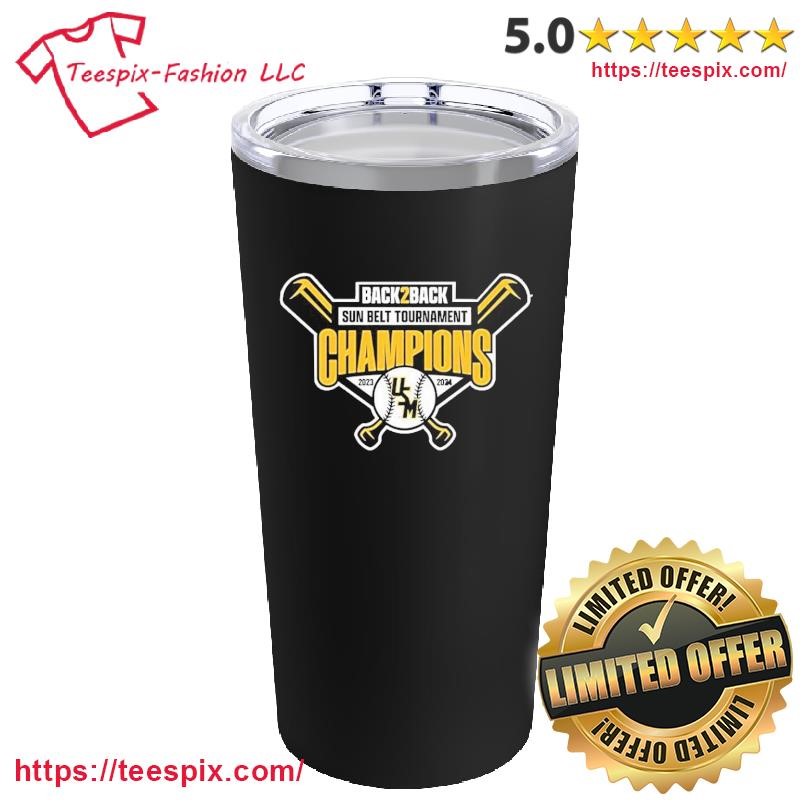 Back 2 Back Sun Belt Baseball Tournament Champions USM Eagles Mug, Tumbler Custom Name Black Custom Name Mug and Tumbler.png