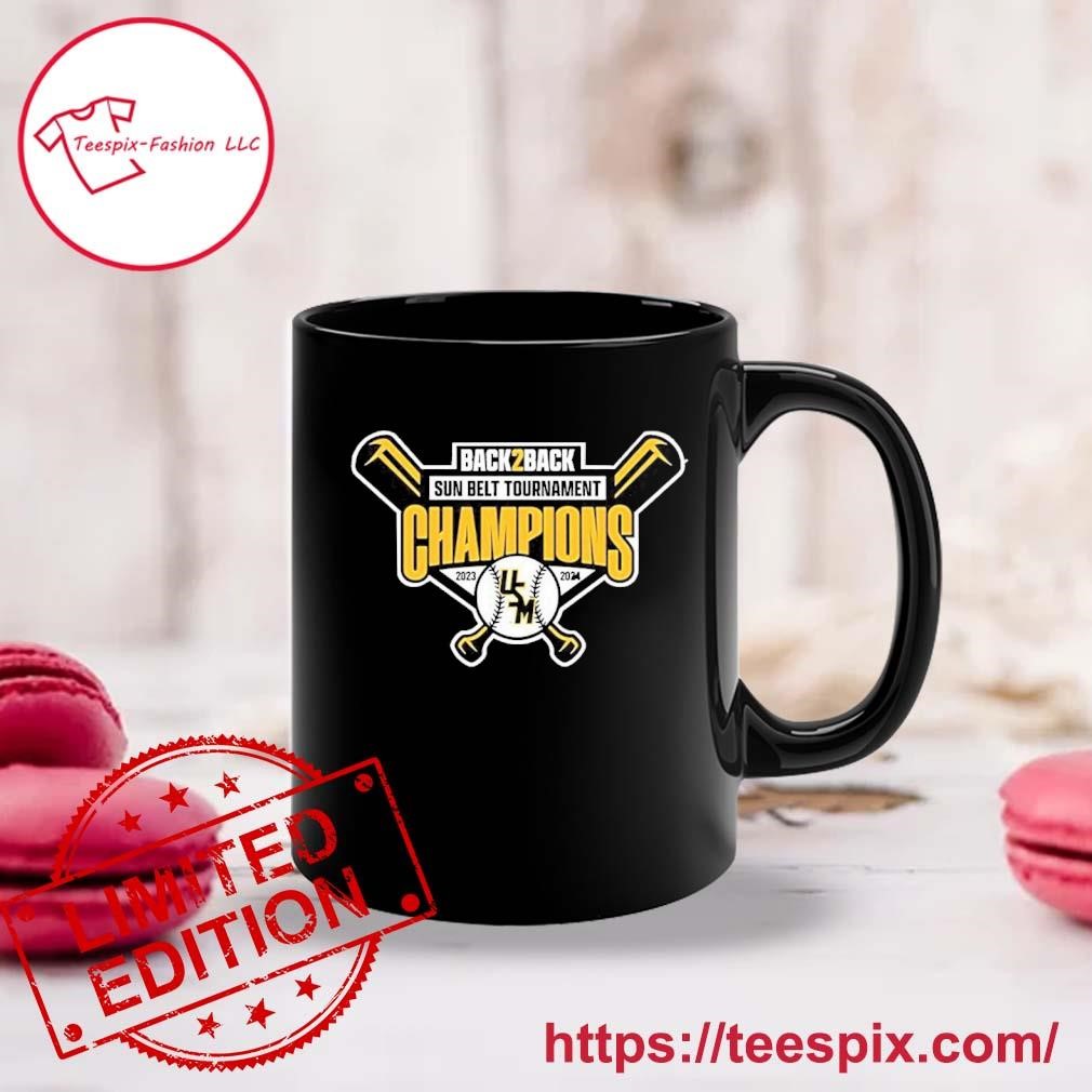 Back 2 Back Sun Belt Baseball Tournament Champions USM Eagles Mug, Tumbler Custom Name Mug black.jpg