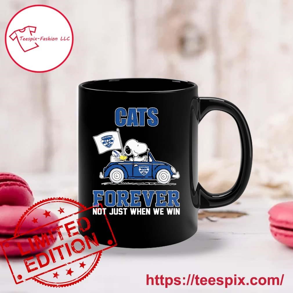 Peanuts Snoopy And Woodstock On Car Geelong Cats Forever Not Just When We Win Mug Custom Name Mug black.jpg