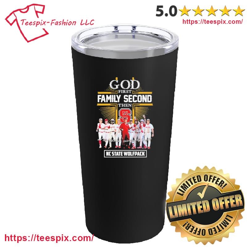 CWS 2024 God First Family Second Then NC State Wolfpack Baseball Signatures Mug, Tumbler Personalized Black Custom Name Mug and Tumbler.png